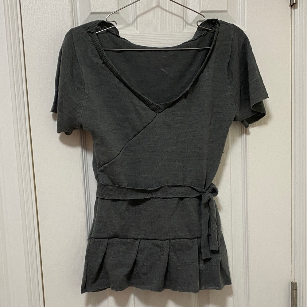 Charcoal Wrap-Style Women Top